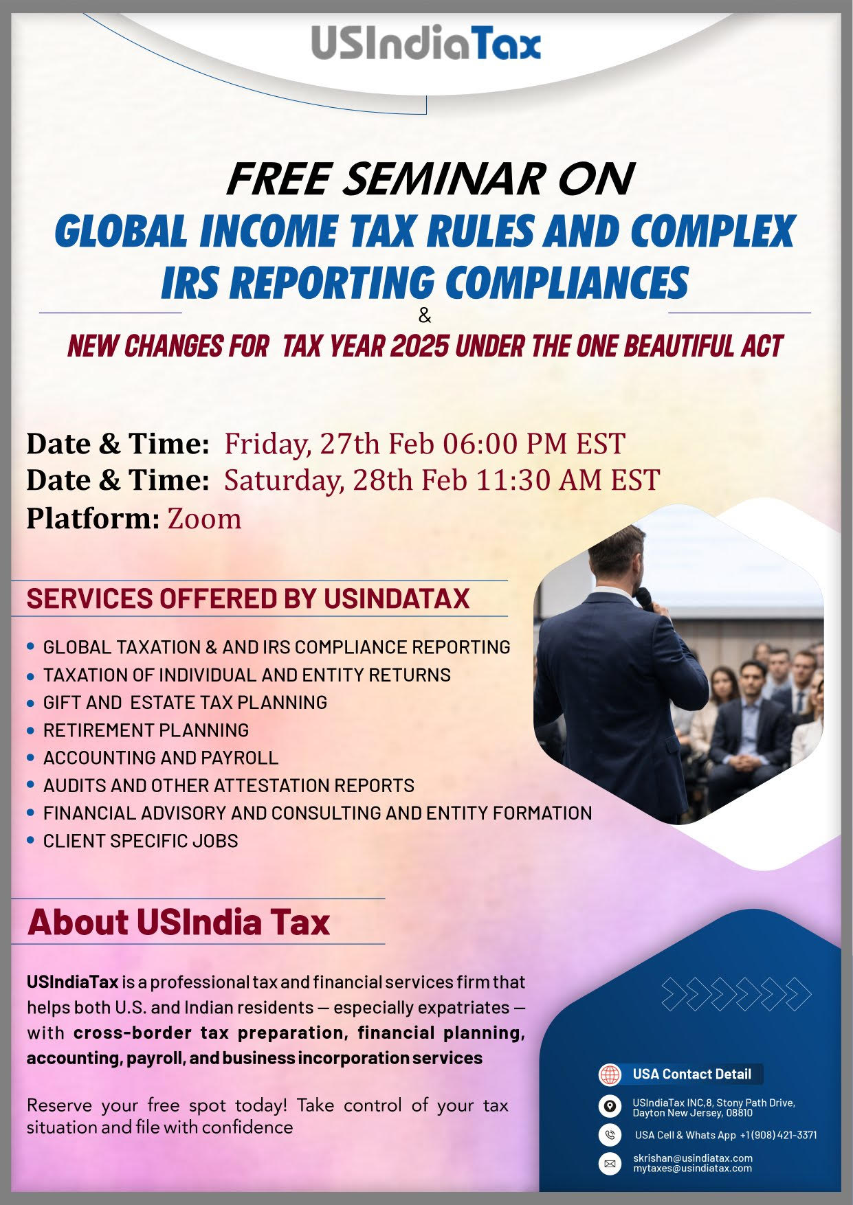 Free Seminar: Key Global Tax Changes for 2025 | Join Us on Feb 27 and 28 | UsIndiaTax